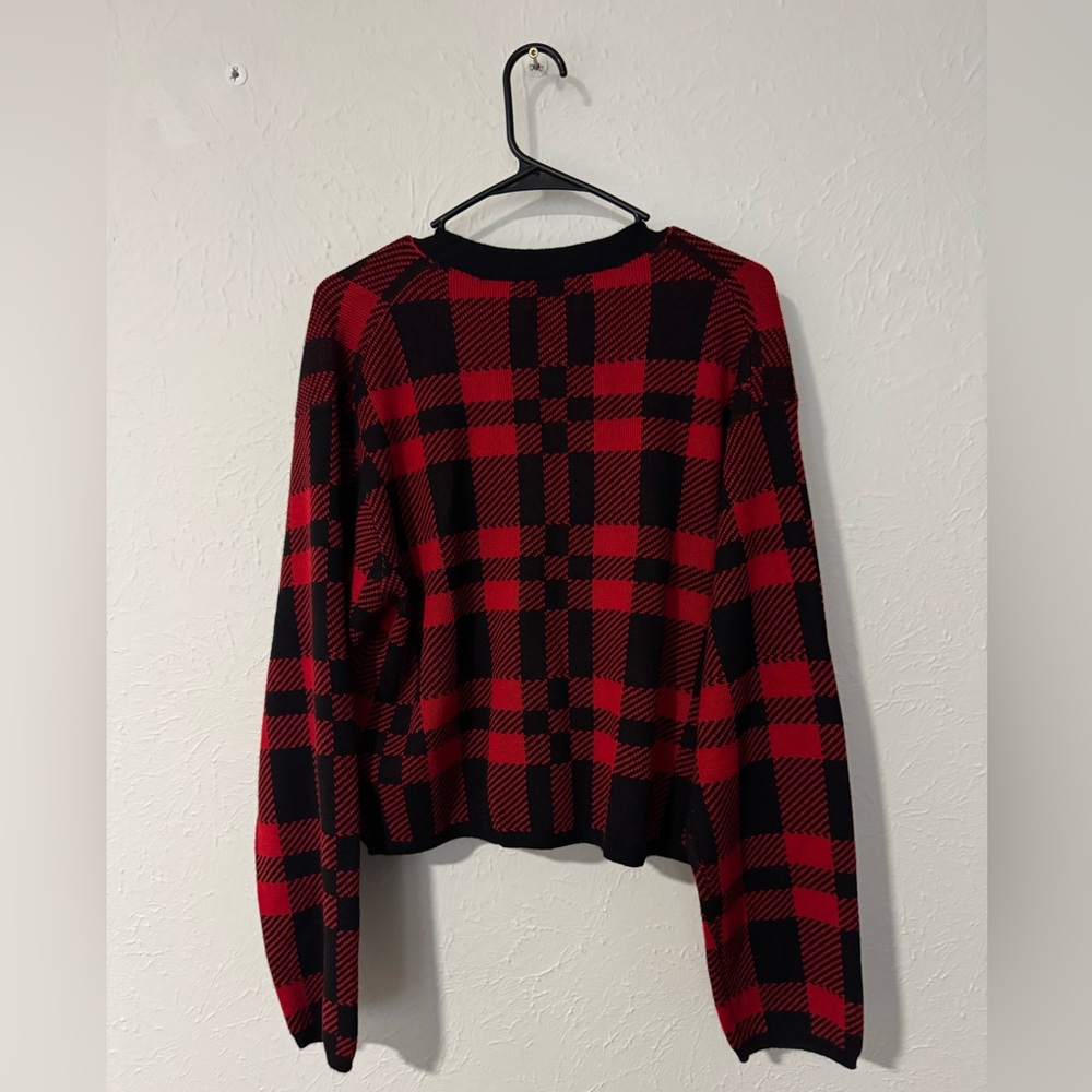 NWT Polo Ralph Lauren Women Red and Black Checkered Sweater Blazer Size XL - Picture 3 of 7